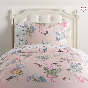 NWT Monique Lhuillier and Pottery Barn Floral Organic Duvet Cover & Sham, twin